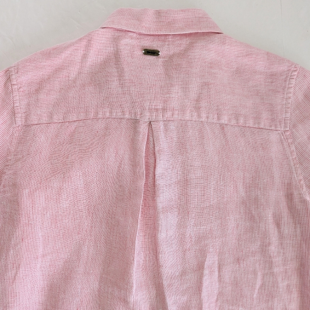 Barbour Linen Marine Button Up Shirt Size Medium - Picture 8 of 10